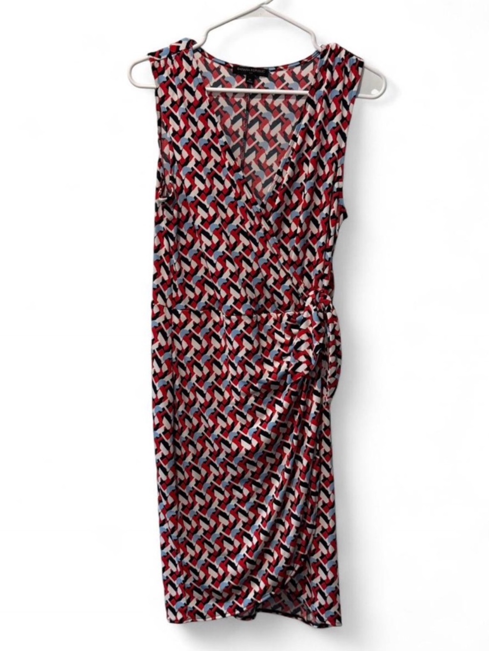 Banana Republic Red, White & Blue Geometric Midi Dress